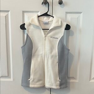 Columbia White and Gray Fleece Vest